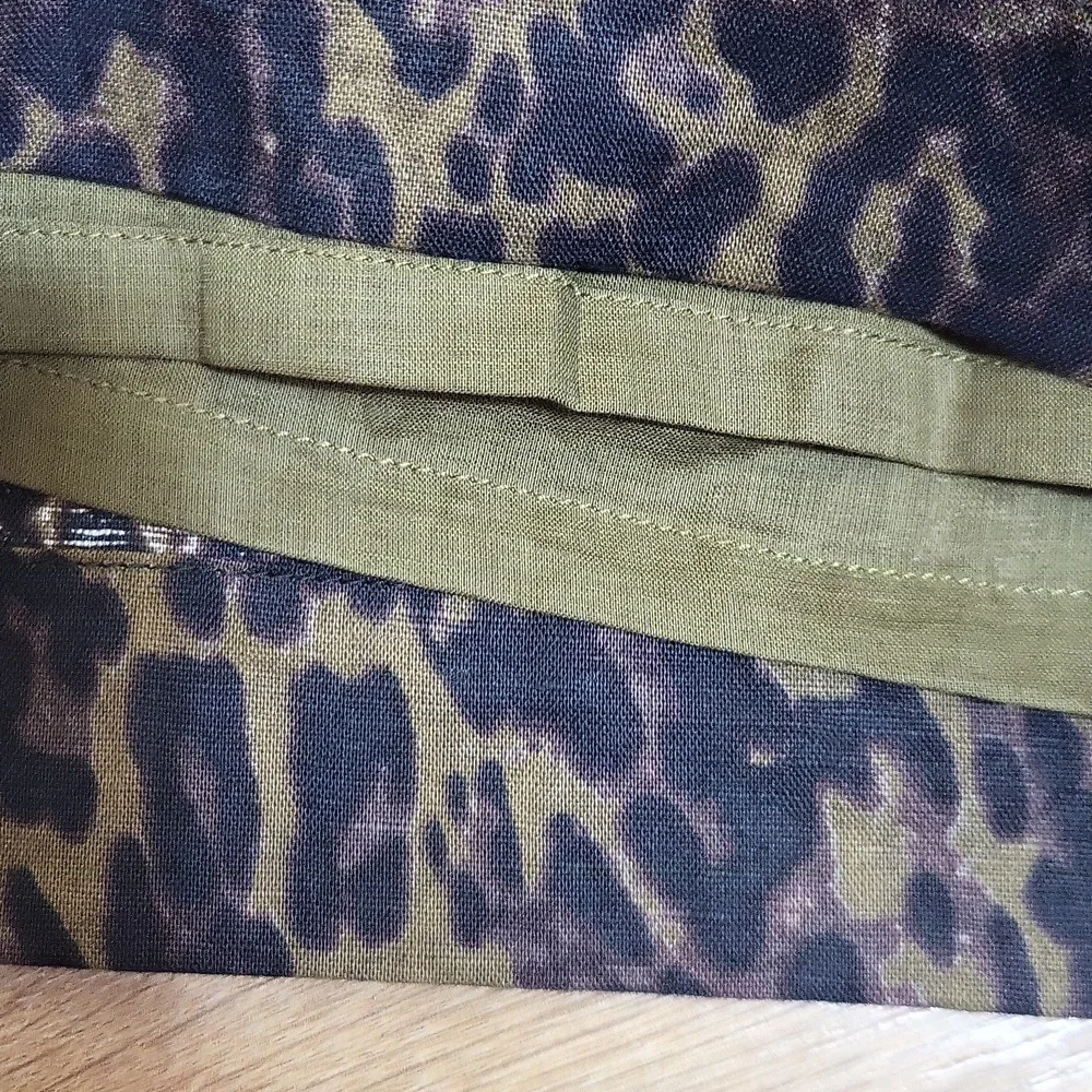 Banana Republic Black Brown Linen Blend Leopard Print Pocket Tie Waist Jumpsuit